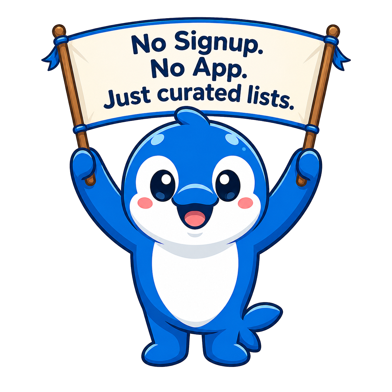 Duruno mascot holding banner